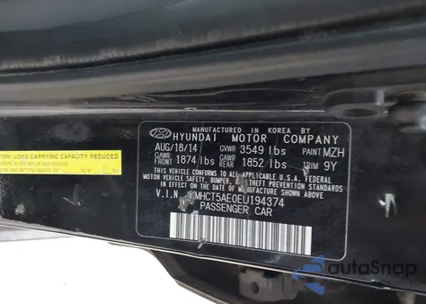 2014 Hyundai Accent Gs z USA, uszkodzony, nr VIN KMHCT5AE0EU194374